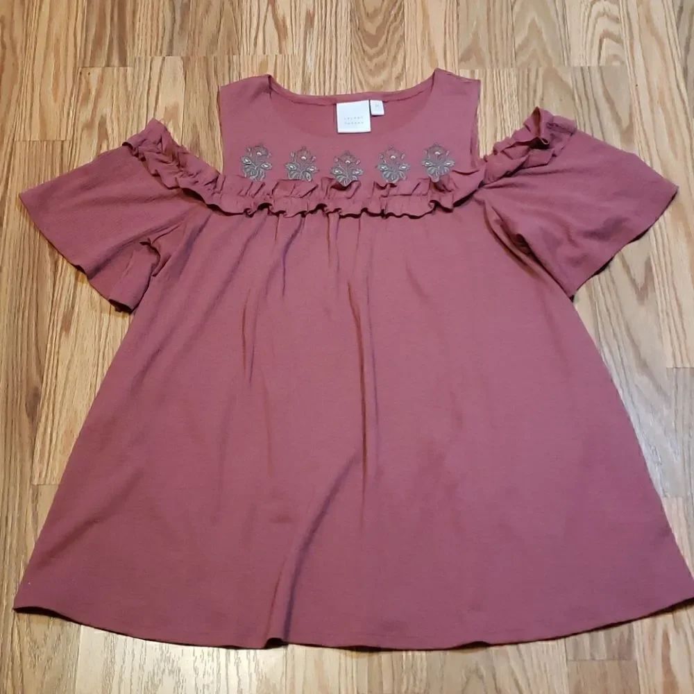 Lauren Conrad Cold Shoulder embelished Top